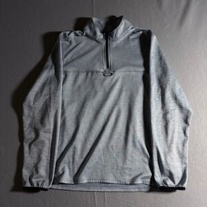 Oakley Mens Large Gray Blue Heathered Quarter Zip Pullover Performance Shirt
